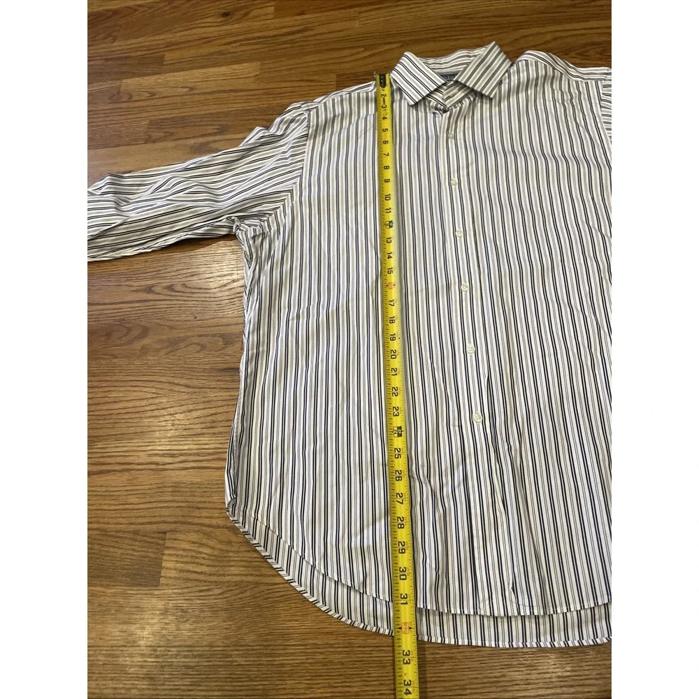 Polo Ralph Lauren Men's Regent Classic Fit Shirt White Striped Size‎ 17 34/35